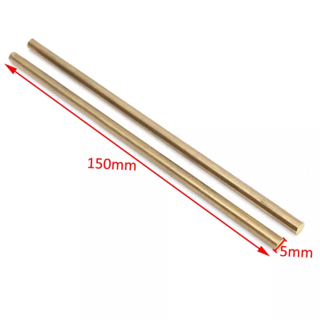 2 PCS Brass Solid Round Rod 150mm/6" long 5mm Lathe Bar Stock