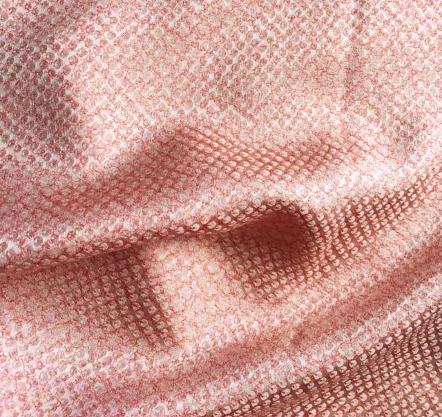 Vintage Japanese Kimono Wedding Silk Fabric Piece Salmon Pink Fish Scale 66ins