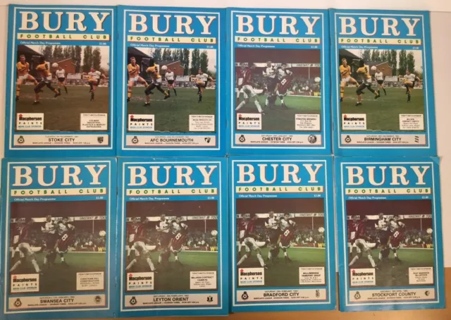 1991/92 Bury Home programmes Bundle of 8 programmes all listed