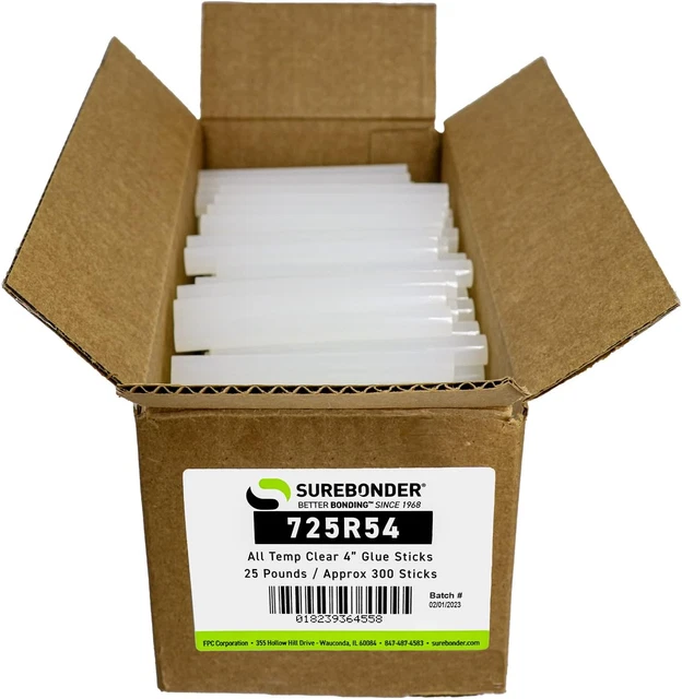 Surebonder 725R54 Full Size 4" Clear Hot Glue Stick - 5 Lb Box