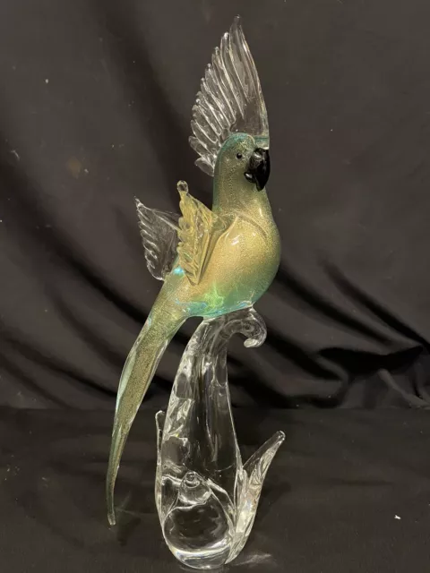 Murano Formia Art Glass Birds of the World Cockatoo Sculpture 14.50” Tall Signed