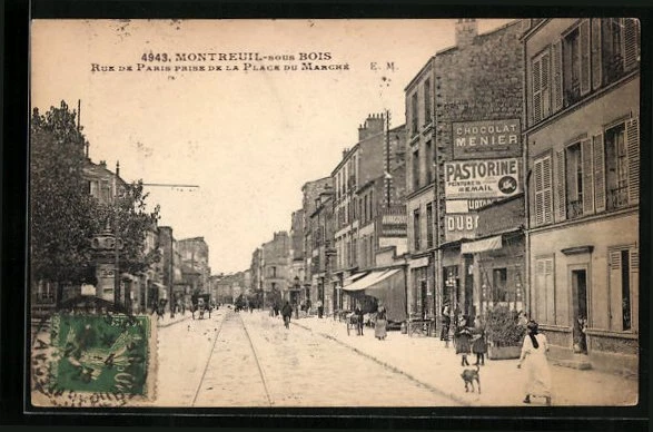 CPA Montreuil-sous-Bois, Rue de Paris taken from Place du Marché 1923