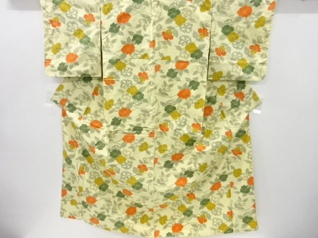 5931481: Japanese Kimono / Antique Kimono / Tokamachi Tsumugi / Woven Flower