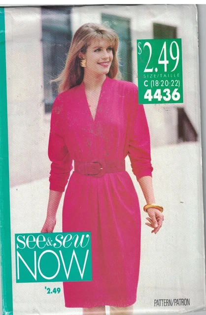 4436 UNCUT Butterick SEWING Pattern Misses Below Knee Dress See and Sew OOP