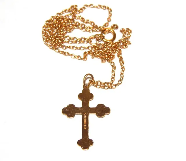 VINTAGE 9K YELLOW Gold Crucifix Cross Pendant Necklace Women's Jewelry ...