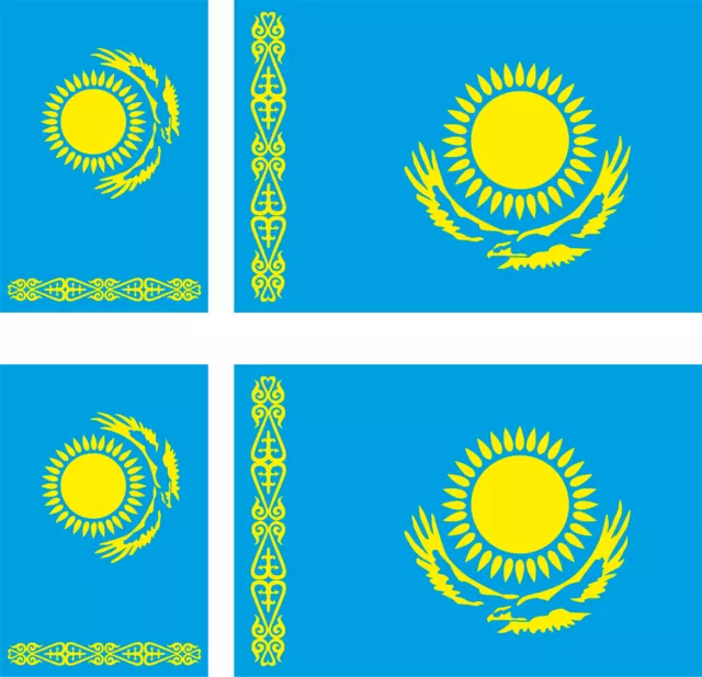 6 Stickers autocollant Vinyl 3ex[100x6mm] + 3ex[60x36mm] drapeau KAZAKHSTAN