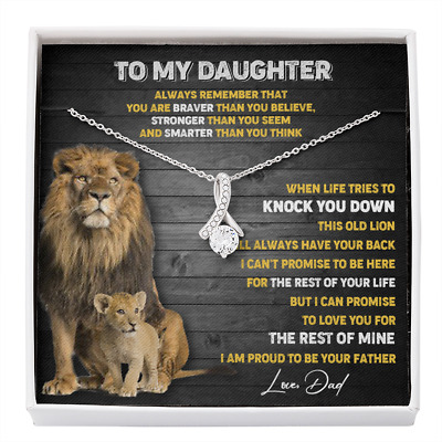 To My Daughter Necklace, Xmas Gift For Daughter From Dad, Daughter Father Lion