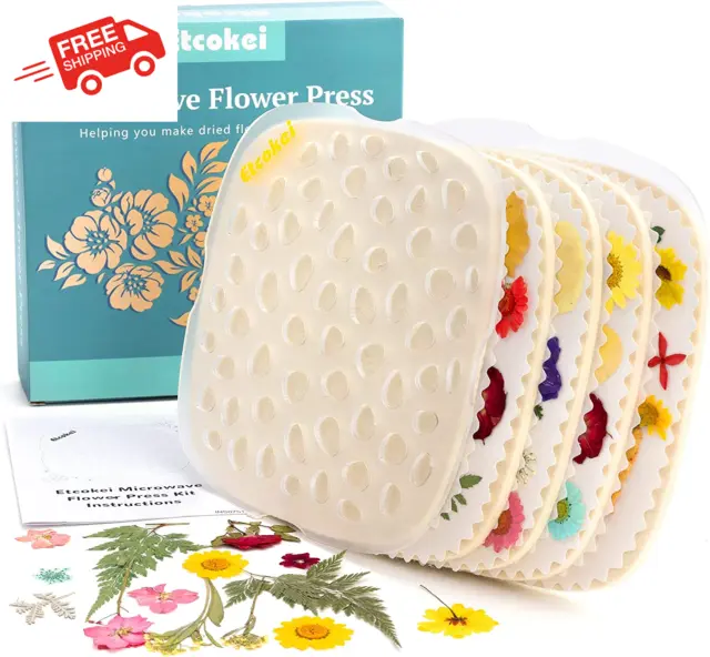 Quickly Microwave Flower Press Kit, 4 Layers 7.5'' Pressing Kit for Adults, Larg