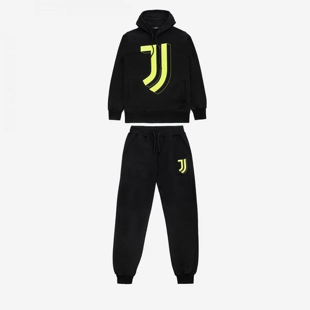 Juventus Tuta Nera Felpa Cappuccio Logo 3D e Pantaloni Stagione 2020/2021 Uomo