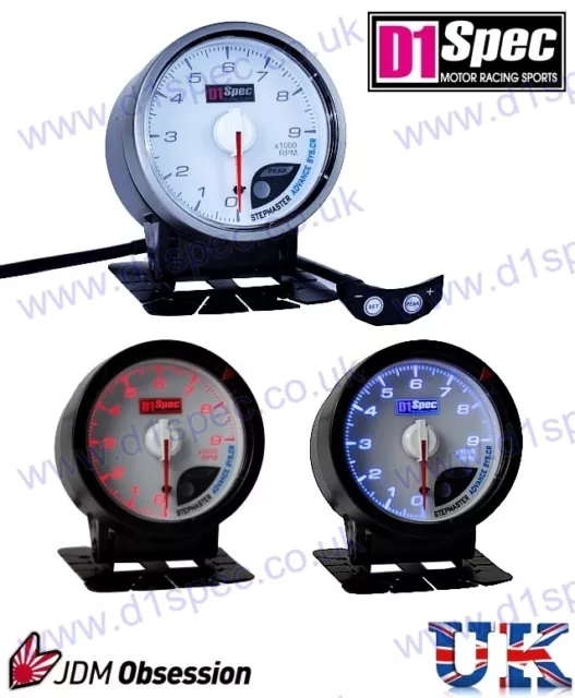 D1 SPEC UNIVERSAL RACING RPM TACHOMETER GAUGE 52mm WHITE Dial JDM RALLY DRIFT