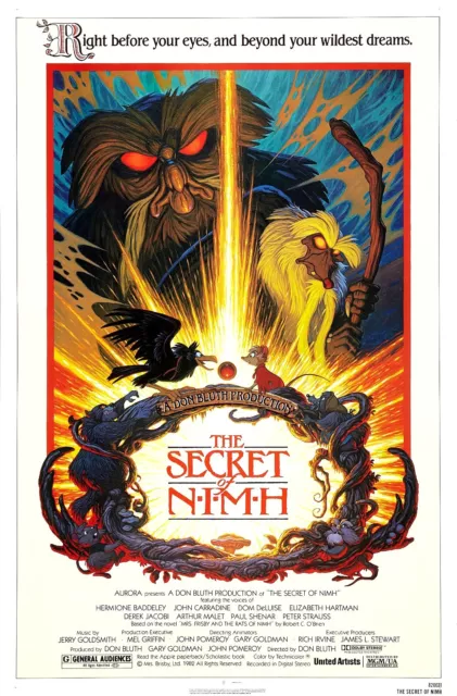 Hogar Pared Arte Estampado - Vintage Película Póster El Secreto De NIMH-A4, A3,