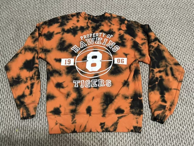 H&M  STRANGER THINGS Netflix Rare  Hawkins High School Sweatshirt Small  Tie dye 3