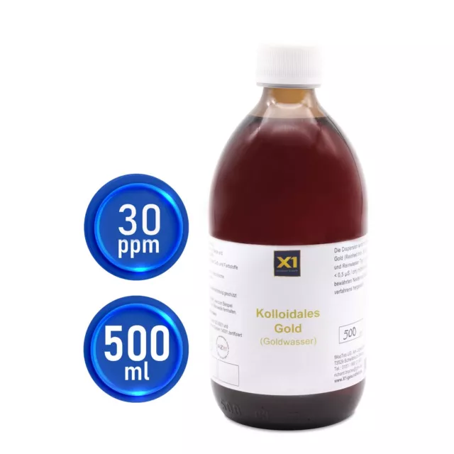 Kolloidales Goldwasser 30 ppm  500ml    mit Herstelldatum! + Made in Germany