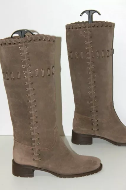 HEYRAUD Bottes Cavalières Daim Marron Taupe Doublées Cuir T 39 ETAT NEUF