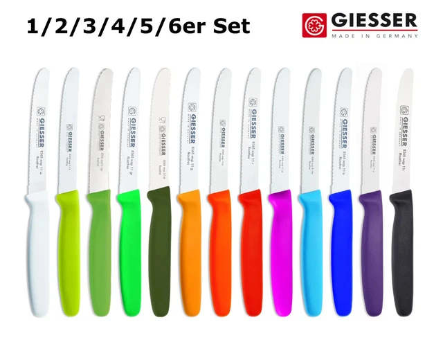 Giesser Brötchenmesser Tomatenmesser Küchenmesser 11cm 1/2/3/4/5/6 Set 19 Farben