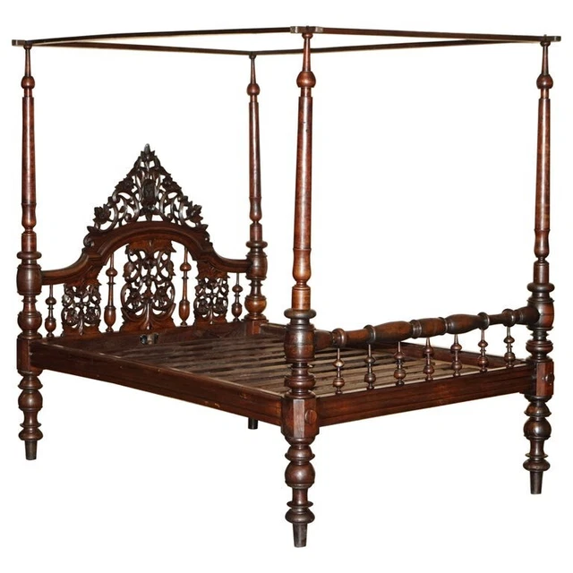 Antique 18Th Century Heavily Carved Four Poster Bed Sublime Detail Must See Antique 18Th Century Heavily Carved Four Poster Bed Sublime Detail Must See