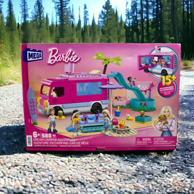 MEGA Barbie Dream Camper Adventure With 580 Pieces Car Building Toys Playset NEW