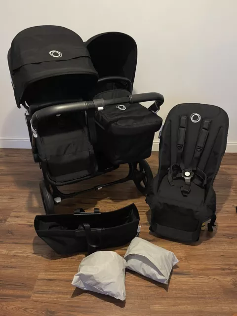 Bugaboo Donkey 3 Duo Double Pushchair in Black - Raincovers