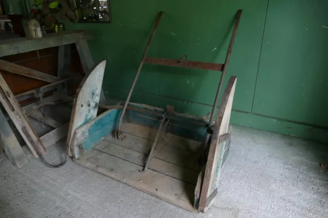 antique primitive wood & iron 19th century Ice Harvest elevator horse drawn