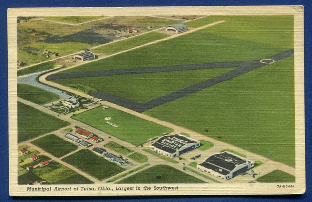 Tulsa Municipal Airport Oklahoma ok old postcard #2