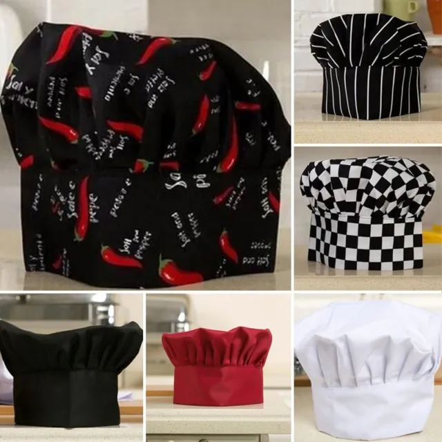 Chef Hat Adults and Children Mens Kitchen Baker Chef Elastic Cap Hat Soft Cafes