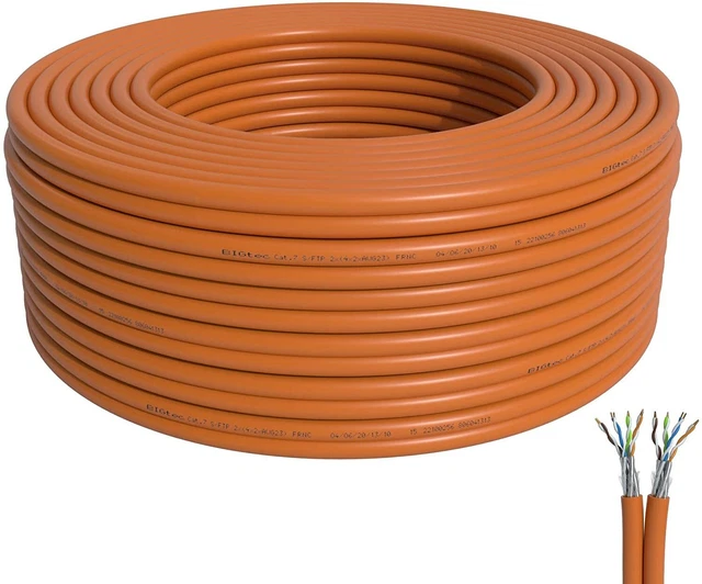 25m CAT.7 Verlegekabel duplex orange Gigabit 10Gbit 1000Mhz Netzwerkkabel Cat7