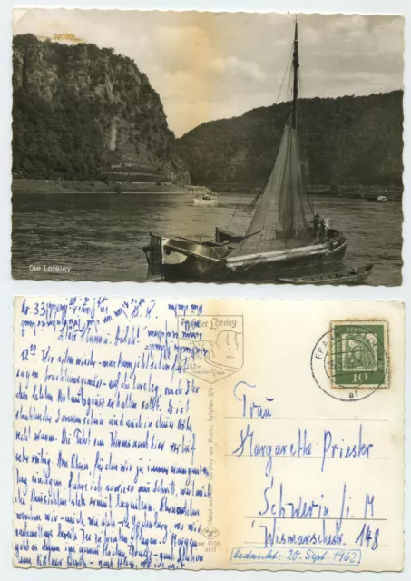 89265 - Die Loreley - Echtfoto - Ansichtskarte, gelaufen 16.9.1962