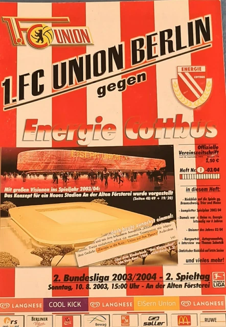2003/04 2.BUNDESLIGA 1.FC Union Berlin FC Energie Cottbus EUR 1,00