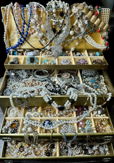 Estate Vintage to Modern Costume Jewelry 1 LB WEARABLE Bulk Lot Grab Bag Resell