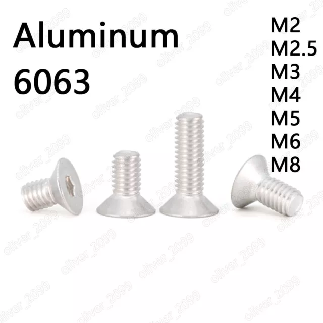 Aluminum 6063 Hex Socket Bolt Countersunk Flat Head Screw M2 M2.5 M3 M4 M5 M6 M8