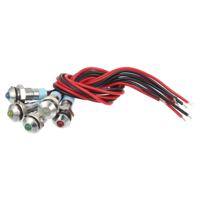 5uds 6mm Interior LED Indicador Luz Levantada Cabeza 150mm Multicolor