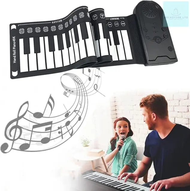 49 Keys Rollup Piano, Soft Flexible Foldable Piano Electronic Piano Keyboard for
