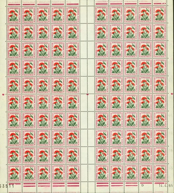 Andorra 1965-French Andorra-MNH stamps.Mi Due Nr.:46.Sheet of 100(EB) MV-14667
