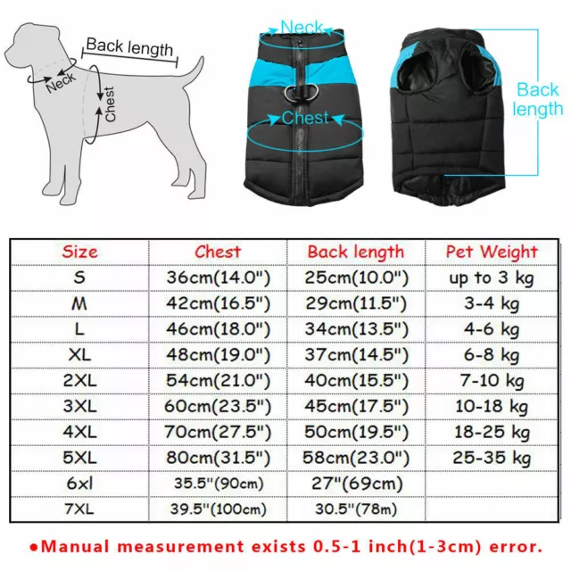 Manteau veste pour petit chien ou chat en coton Vêtements d'hiver doux S-7XL 2