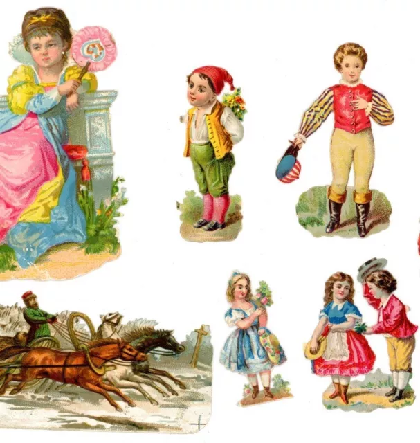 Antique Victorian Die Cut Scrap collection various figures people 1880s #72