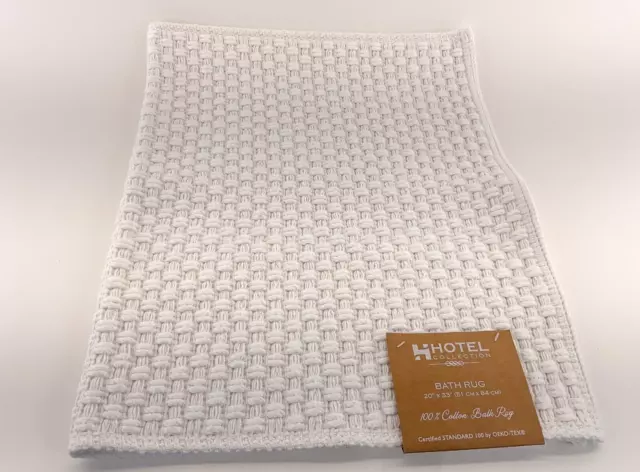 HOTEL COLLECTION White 100% Cotton Texture Bath Rug 20” x 33” New