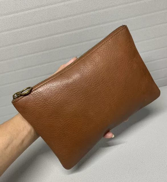 Madewell “The Leather Pouch Clutch” in English Saddle Size Medium 2