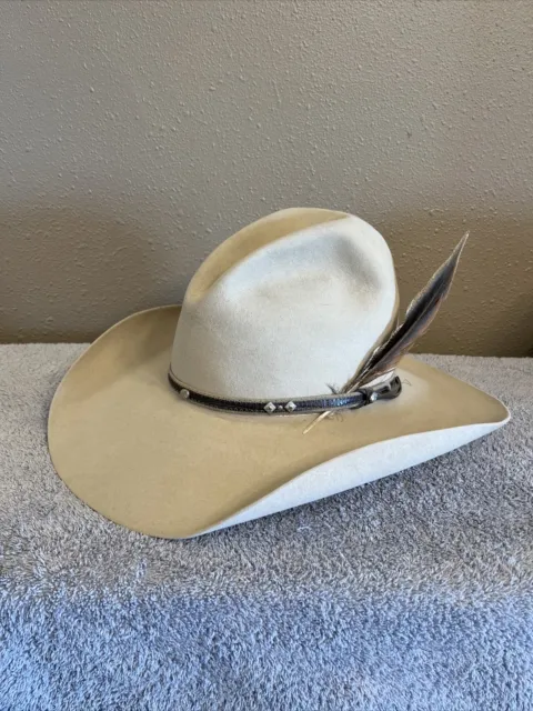VTG Resistol Self-Conforming 4X Beaver Western Cowboy Hat w Band 7 1/4 Long Oval