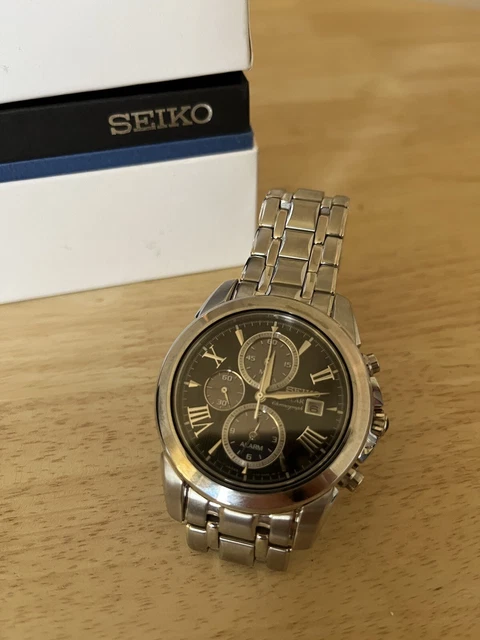 Montre Seiko Solar Chronographe V172-OATO - Référence 4N4782, Acier Inoxydable, étanche, Occasion