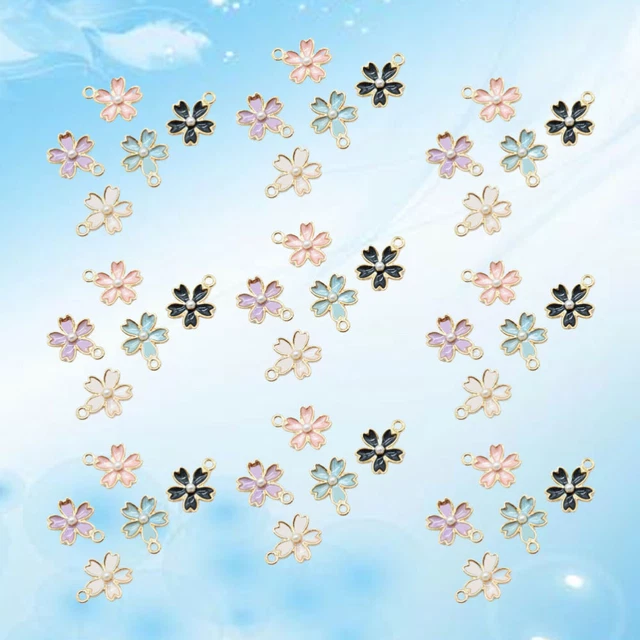 50 Pcs enamel flower charms Blumenanhänger Emaille Goldenes Medaillon Kirschblüt