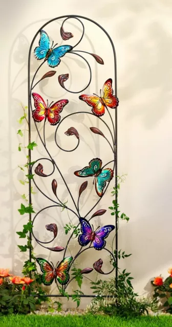 XXL Rankgitter Wanddeko Wandbild Metall 3D Schmetterlinge Garten Kletterhilfe