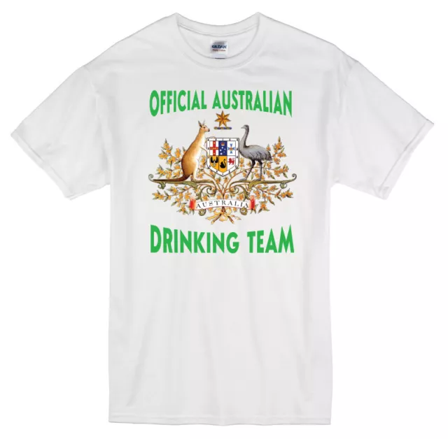 Official Australian Drinking Team T-Shirt beer party funny joke black white 2