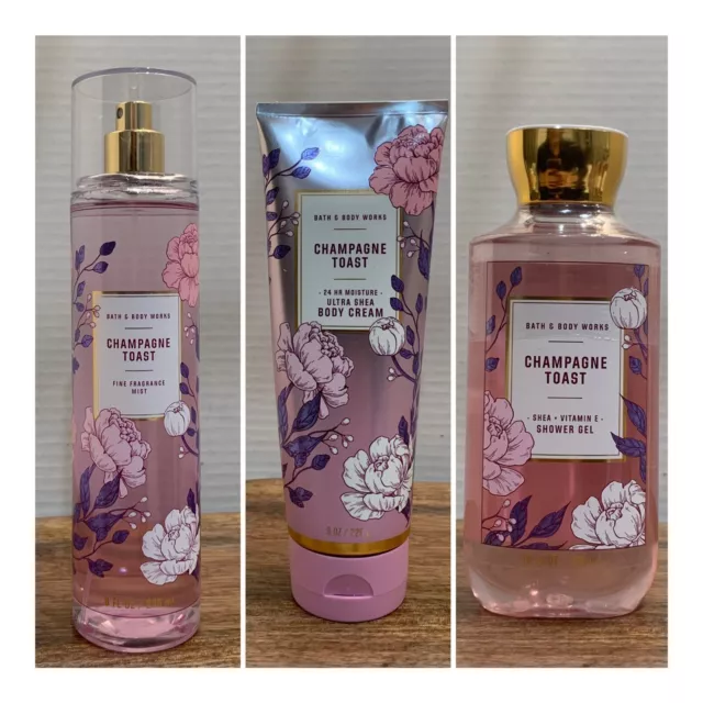 Bath and Body Works CHAMPAGNE TOAST Fine Fragrance Mist /Body Cream /Shower Gel