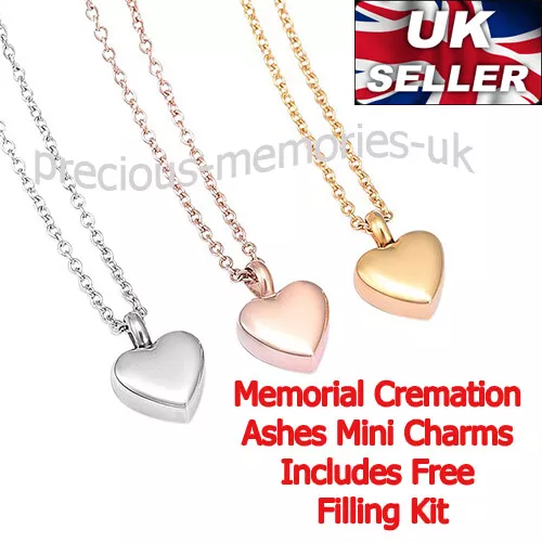 Mini Heart Cremation Ashes Urn Pendant - Keepsake Necklace - Memorial Jewellery