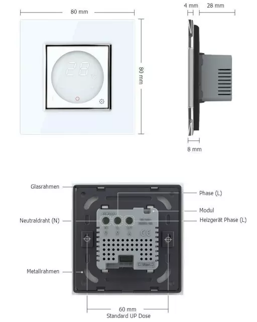 Thermostat d'ambiance numérique LIVOLO sonde de température externe sol/chauffage électrique 3