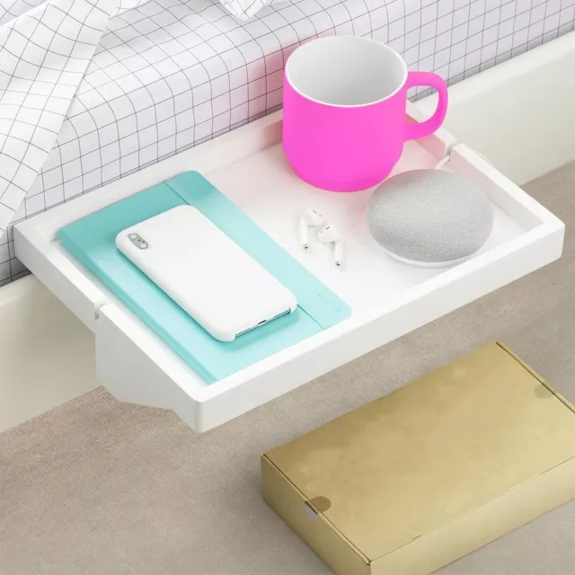 Expandable Bedside Shelf Bed Side Table Tray Storage Organizer