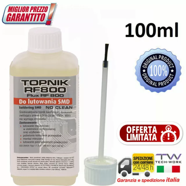 FLUSSANTE LIQUIDO 100ml PER SMD PCB BGA SALDATURA DISSALDATURA A STAGNO RF 800