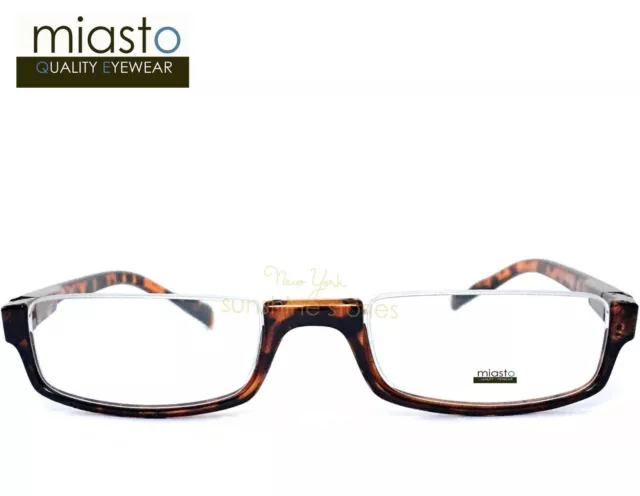 (Special) Miasto Top Rimless Rectangle Half 1/2 Reading Glasses+2.25 Brown~Flex