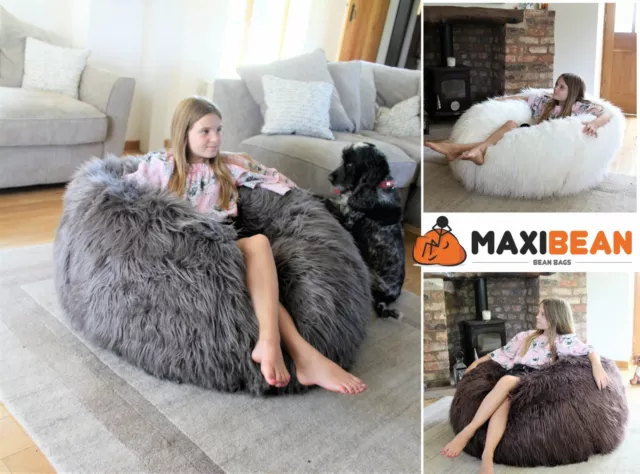 Bean Bag Chair Large Faux Long Fur Mongolian Beanbag Gaming Chair COVER ONLY