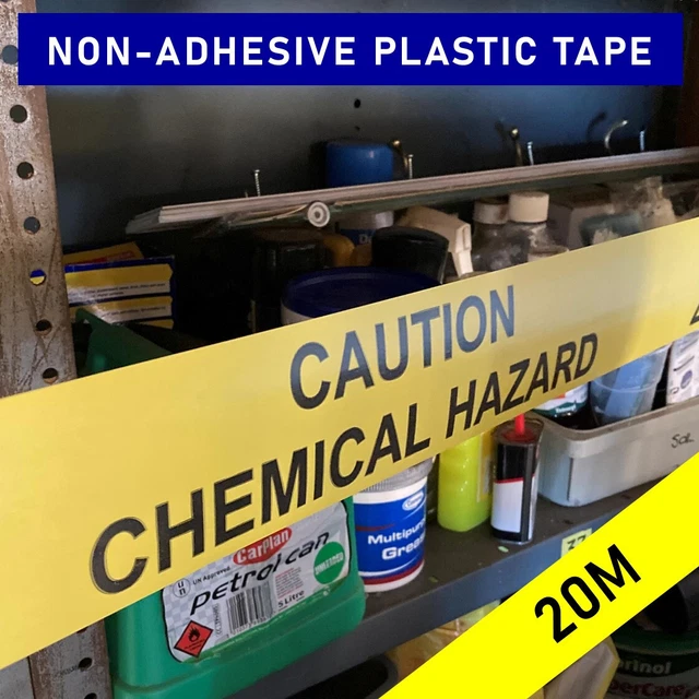 PERICOLO CHIMICO nastro di avvertimento barriera plastica - aree di arresto cavo - rotolo 20M